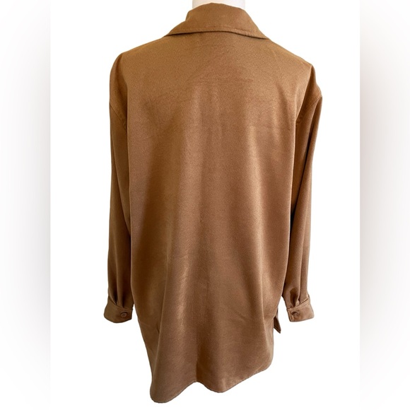 VINTAGE COLDWATER CREEK FAUX SUEDE JACKET/SHACKET, Camel Brown, See Measurements - Picture 3 of 14
